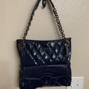 Coach Navy Patent Shoulder Bag